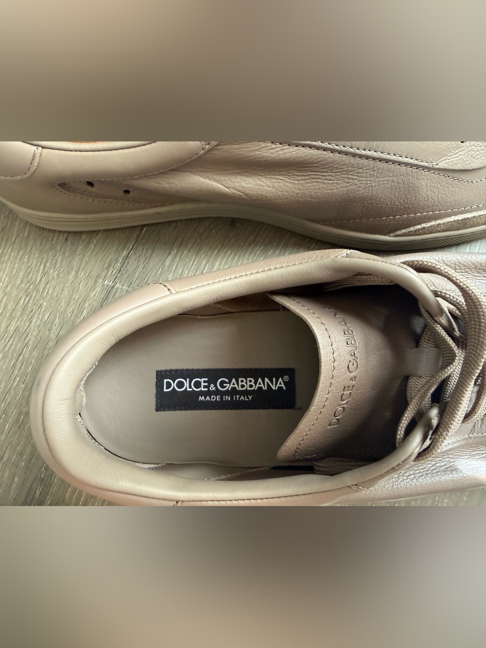 Dolce & Gabbana Men's Taupe Leather Sneakers - Picture 7 of 8
